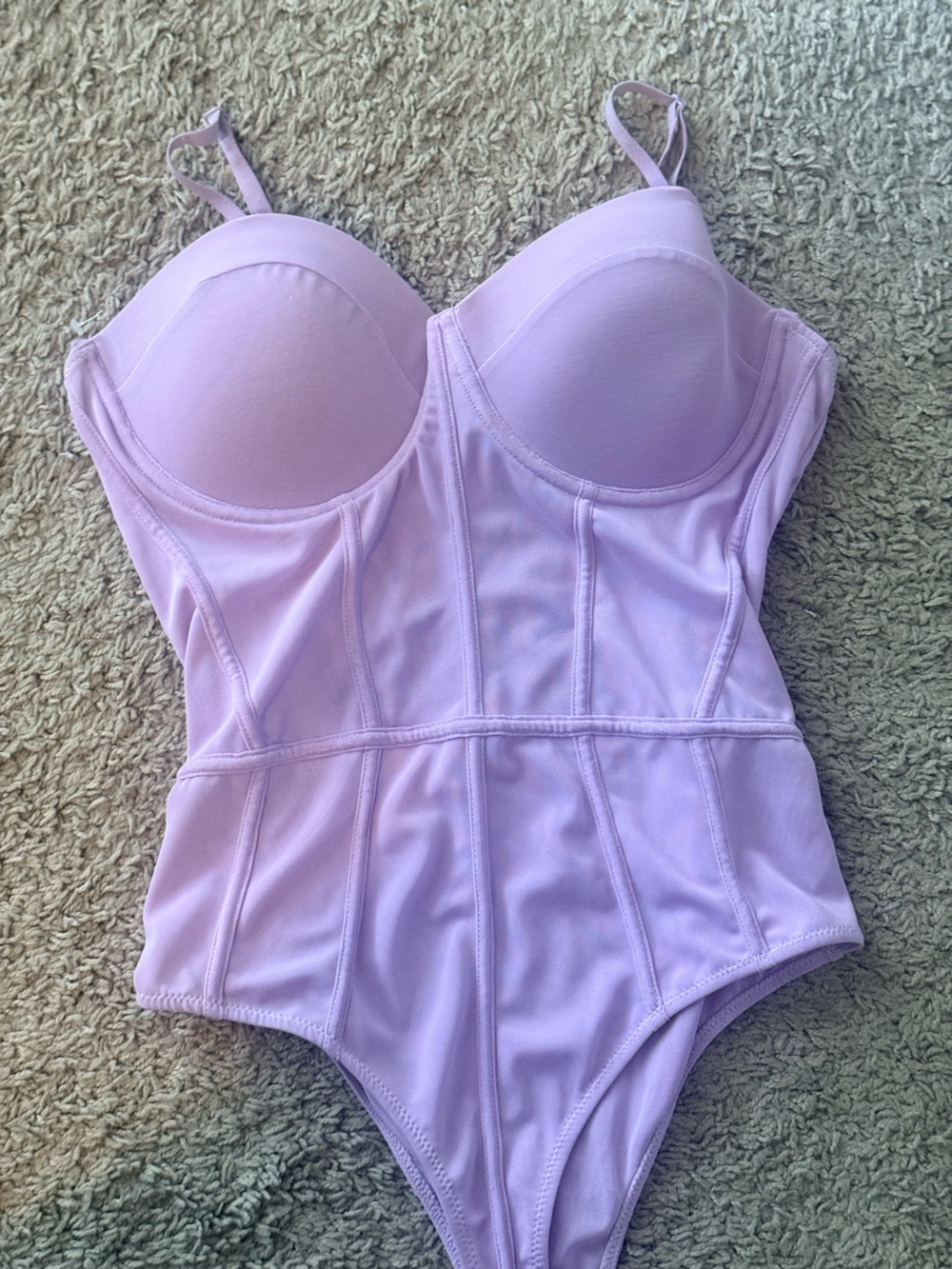 Lilac Structured Bustier Bodysuit with Adjustable Straps